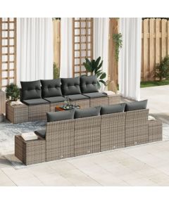 vidaXL Zestaw Sofy Ogrodowej  w 9 częściach z Poduszkami Szary Polirattan Akacja Dārza mēbeļu komplekti