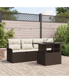 vidaXL Zestaw sofy ogrodowej 5 Części z Poduszkami Brązowy Poli Rattan Dārza mēbeļu komplekti