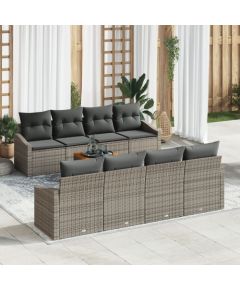 vidaXL Zestaw 9-częściowy sof ogrodowych z poduszkami Szary Rattan polietylenowy Akacja Dārza mēbeļu komplekti