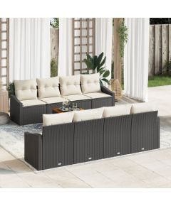 vidaXL 9-częściowy zestaw kanap ogrodowych z poduszkami czarny Polirattan Akacja Dārza mēbeļu komplekti