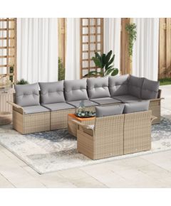 vidaXL 9-częściowy Zestaw Sof Ogrodowych z Poduszkami Beżowy Polyrattan Akacja Dārza mēbeļu komplekti