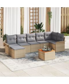 vidaXL 8-częściowy zestaw sof ogrodowych z poduszkami Beżowy Polirattan Akacja Dārza mēbeļu komplekti