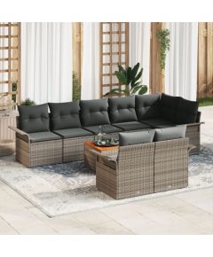 vidaXL Zestaw sof ogrodowych 9 elementów z poduszkami szary polirattan akacjowy Dārza mēbeļu komplekti