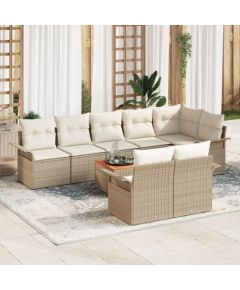 vidaXL 9-częściowy zestaw sof ogrodowych z poduszkami  Beżowy Polirattan Akacja Dārza mēbeļu komplekti