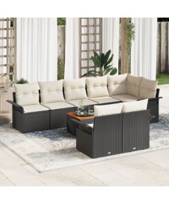 vidaXL 9-częściowy zestaw sof ogrodowych z poduszkami czarny polirattan akacja Dārza mēbeļu komplekti