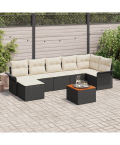 vidaXL Zestaw 8 sztuk kanap ogrodowych z poduszkami czarny polirattan akacja Dārza mēbeļu komplekti