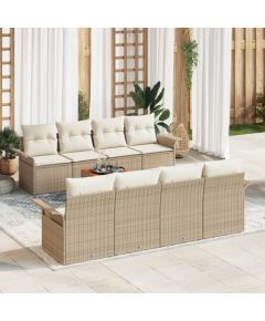 vidaXL Zestaw sof ogrodowych  9 elementów z poduszkami Beżowy Polirattan Akacja Dārza mēbeļu komplekti