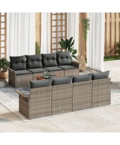 vidaXL Zestaw kanap ogrodowych  9 części z poduszkami Szary Polirattan Akacja Dārza mēbeļu komplekti