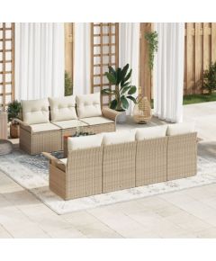 vidaXL 8-częściowy zestaw sof ogrodowych z poduszkami beżowy polirattan akacja Dārza mēbeļu komplekti