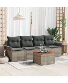 vidaXL 5-częściowy zestaw sof ogrodowych z poduszkami szary polirattan akacja Dārza mēbeļu komplekti