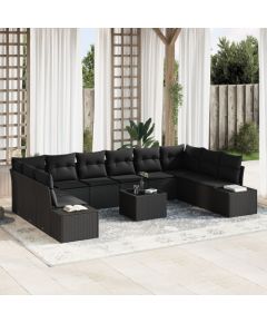 vidaXL Zestaw Sof Ogrodowych  11 elementów z Poduszkami Beżowy Polirattan Dārza mēbeļu komplekti