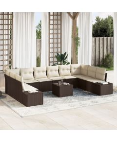 vidaXL Zestaw Sofy Ogrodowej  z 10 elementami z poduszkami Szary Polirattan Dārza mēbeļu komplekti