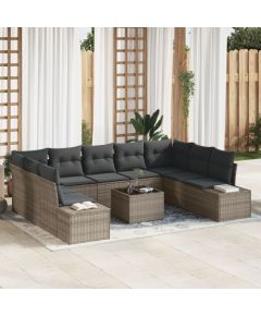 vidaXL 9-częściowy Zestaw Sof Ogrodowych z Poduszkami Czarny Polirattan Dārza mēbeļu komplekti
