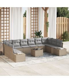 vidaXL Zestaw 11-częściowy sof ogrodowych  z poduszkami czarny polirattan Dārza mēbeļu komplekti