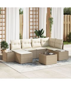 vidaXL 7 Elementowy Zestaw Sofy Ogrodowej z Poduszkami w Brązowym Polirattanie Dārza mēbeļu komplekti