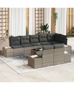vidaXL Zestaw sofy ogrodowej  w 8 częściach z poduszkami szary polirattan Dārza mēbeļu komplekti