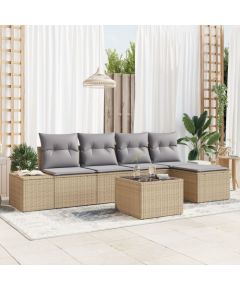 vidaXL 6-częściowy zestaw sofy ogrodowej z poduszkami czarny polirattan Dārza mēbeļu komplekti