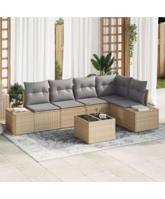 vidaXL 6-elementowy zestaw sof ogrodowych z poduszkami z czarnego polirattanu. Dārza mēbeļu komplekti