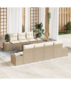vidaXL Zestaw sof ogrodowych  8 części z poduszkami Beżowy Polirattan Dārza mēbeļu komplekti