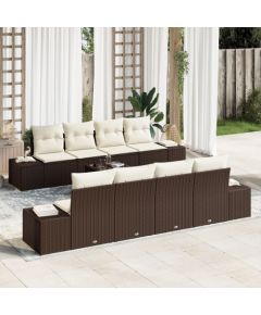 vidaXL 9-częściowy zestaw sof ogrodowych  z poduszkami brązowy polirattan Dārza mēbeļu komplekti
