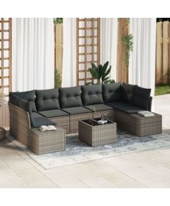 vidaXL 8-częściowy zestaw sof ogrodowych z poduszkami Szary PE Wicker Dārza mēbeļu komplekti