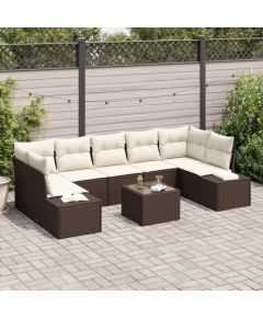 vidaXL 8-częściowy zestaw sof ogrodowych z poduszkami brązowy polirattan Dārza mēbeļu komplekti
