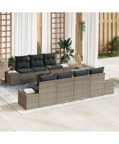 vidaXL Zestaw sof ogrodowych 8-częściowych z poduszkami Szary Polirattan Dārza mēbeļu komplekti