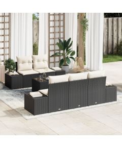 vidaXL Zestaw sofy ogrodowej  z poduszkami czarny polirattan Dārza mēbeļu komplekti