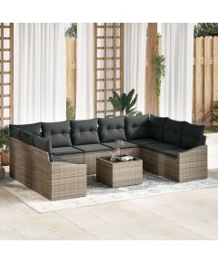 vidaXL Zestaw 9-częściowy sof ogrodowych  z poduszkami czarny poli-rattan Dārza mēbeļu komplekti