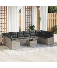 vidaXL Zestaw 11-częściowy sofa ogrodowa z poduszkami Szary Polirattan Dārza mēbeļu komplekti