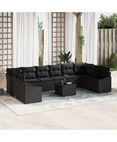 vidaXL 11 Elementowy Zestaw Sof Ogrodowych z Poduszkami Beżowy Polirattan Dārza mēbeļu komplekti