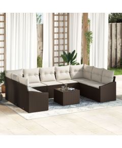 vidaXL Zestaw kanapowy  z poduszkami 9-elementowy szary z polirattanu Dārza mēbeļu komplekti