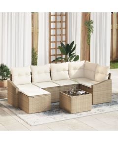 vidaXL Zestaw sof ogrodowych  w 7 częściach z poduszkami z brązowego polirattanu Dārza mēbeļu komplekti