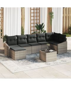 vidaXL 7-elementowy zestaw sofy ogrodowej z poduszkami czarny polirattan Dārza mēbeļu komplekti