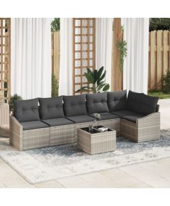 vidaXL Zestaw sofy  7-częściowy z poduszkami szary polirattan Dārza mēbeļu komplekti