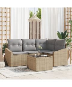 vidaXL Zestaw sof ogrodowych  5-częściowy z poduszkami czarny polirattan Dārza mēbeļu komplekti