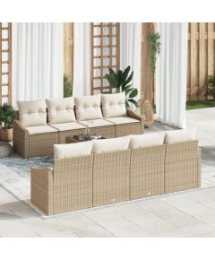 vidaXL Zestaw 9-częściowy sof ogrodowych  z poduszkami beżowy polirattan Dārza mēbeļu komplekti