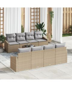 vidaXL 9-częściowy zestaw sof ogrodowych z poduszkami beżowy polirattan Dārza mēbeļu komplekti