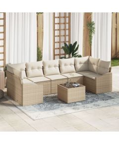 vidaXL Zestaw kanapowy  8 części z poduszkami beżowy polirattan Dārza mēbeļu komplekti