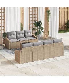 vidaXL Zestaw sofy ogrodowej  8 części z poduszkami Beżowy Poli Rattan Dārza mēbeļu komplekti