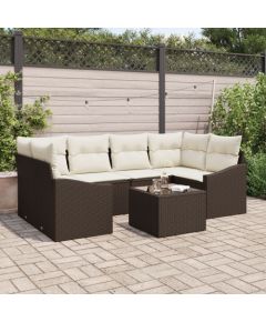 vidaXL 7-częściowy zestaw sof ogrodowych z poduszkami Brązowy Poli Rattan Dārza mēbeļu komplekti