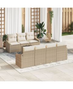 vidaXL Zestaw sofy ogrodowej  8 części z poduszkami Beżowy Polirattan Dārza mēbeļu komplekti