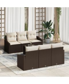 vidaXL Zestaw sof ogrodowych  7 elementów z poduszkami Brązowy Dārza mēbeļu komplekti