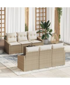 vidaXL 7-częściowy zestaw sof ogrodowych z poduszkami beżowy polirattan Dārza mēbeļu komplekti