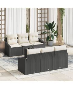 vidaXL Zestaw Sofy Ogrodowej  z Poduszkami Czarny Polirattan Dārza mēbeļu komplekti