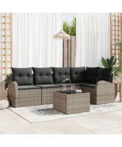 vidaXL 5-częściowy zestaw sofy ogrodowej z poduszkami czarny poli rattan Dārza mēbeļu komplekti