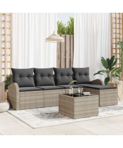 vidaXL 6-częściowy zestaw sof ogrodowych z poduszkami szary polirattan Dārza mēbeļu komplekti