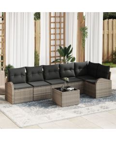 vidaXL 6-elementowy zestaw sof ogrodowych z poduszkami czarny polirattan Dārza mēbeļu komplekti