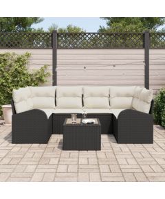 vidaXL Zestaw Sofy Ogrodowej  z Poduszkami Czarny Polirattan Dārza mēbeļu komplekti