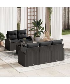 vidaXL Zestaw 6 sztuk sof ogrodowych z poduszkami czarny polirattan Dārza mēbeļu komplekti